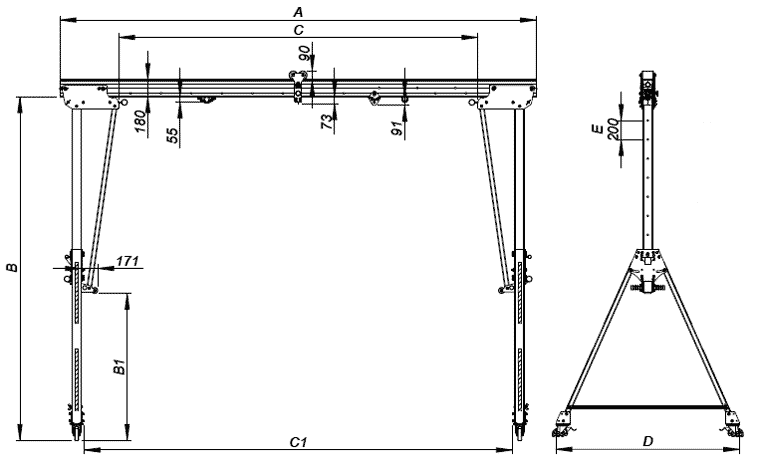 ELLERsafe Aluminium Portaalkraan ASB Tech Data